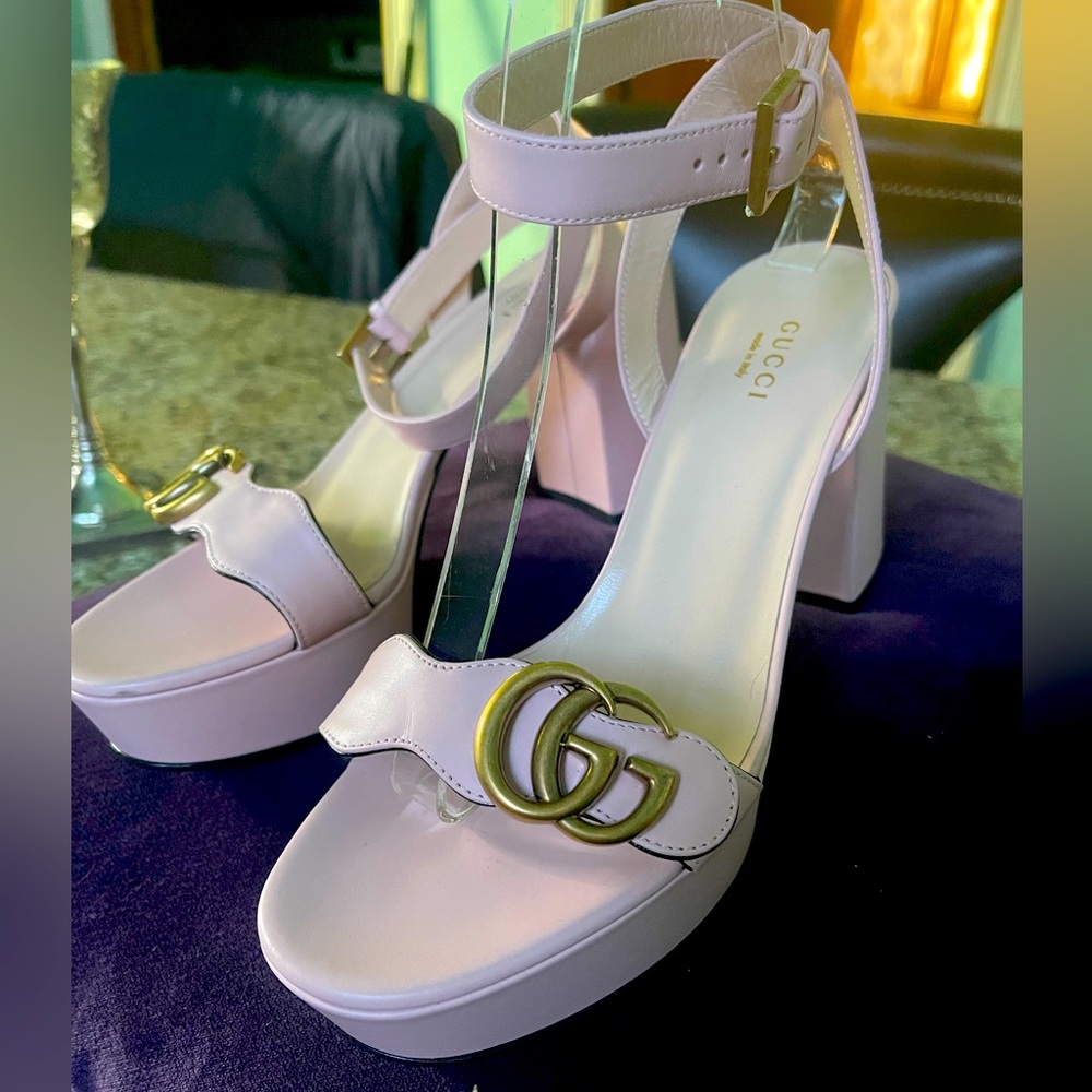 Gucci marmont leather platform sandals Sz. 38 1/2
